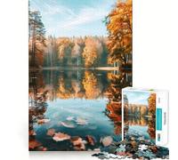Rompecabezas de 1000 Piezas para Adultos Reflejo en un Lago otoñal Arte de Corte preciso Juego para desarrollar la Mente Diversión y Entretenimiento Regalo de cumpleaños (38x26cm)