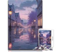 Rompecabezas de 1000 Piezas para Adultos, Reflejos del Amanecer Pastel en una Calle lluviosa de París, Disfrute de un Ocio Tranquilo, relajación, Ajuste Estable, Corte preciso, del Juguete: 50x75cm