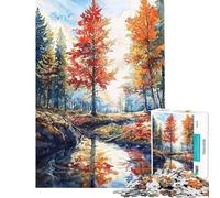 Rompecabezas de 1000 Piezas para Adultos Reflejos del Bosque Juego práctico para Pasar el Tiempo en casa cumpleaños y Navidad (Tamaño 38x26cm)