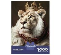Rompecabezas De 1000 Piezas para Adultos Regal Lion Portrait with Golden Crown Rompecabezas Juegos Divertidos Vacaciones En Casa Matar El Tiempo Cumpleaños Y Navidad 70x50cm/1000pc