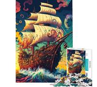Rompecabezas de 1000 Piezas para Adultos Regalo Barco Pirata Rompecabezas Colorido para Adultos Juego Familiar análisis y lógica desafío Educativo (tamaño 38x52cm)
