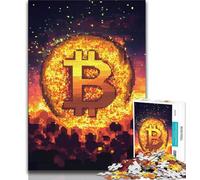 Rompecabezas de 1000 Piezas para Adultos, Regalo con el Logotipo de Bitcoin, desafiante y difícil, con Piezas aleatorias Que encajan Perfectamente (75x50cm)