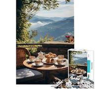 Rompecabezas de 1000 Piezas para Adultos Regalo con Vista a la montaña Pausa para el café Juego Educativo Juguete Juego Intelectual Obra de Arte Regalo para Actividades Familiares (tamaño 38x26cm)