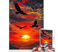 Rompecabezas de 1000 Piezas para Adultos Regalo de águilas Volando sobre un Paisaje al Atardecer Juguete Educativo Regalo de Amigo Secreto Juego Familiar Interesante para Reducir el estrés 50x75cm