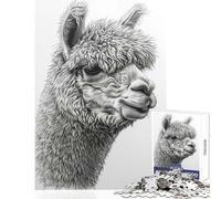Rompecabezas de 1000 Piezas para Adultos Regalo de Alpaca Dibujo a Pluma decoración del hogar Juguetes Regalos de cumpleaños Juego Educativo Interesante reducción del estrés tamaño 38x52cm