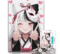 Rompecabezas de 1000 Piezas para Adultos Regalo de Anime Fox Mask Girl 1000 Piezas para Adolescentes con póster a Juego y Hoja de Trivia para Mayores de 14 años 75x50cm