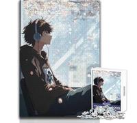 Rompecabezas de 1000 Piezas para Adultos, Regalo de Anime para niños Escuchando música en Interiores, Juegos educativos, Actividades Familiares, Regalos de cumpleaños, tamaño 38x52cm