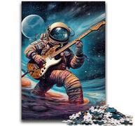 Rompecabezas de 1000 Piezas para Adultos, Regalo de Astronauta Tocando la Guitarra, antiestrés, Vacaciones en casa, Pasatiempos, Lista de Deseos con Papá Noel, 38x26cm