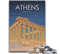 Rompecabezas de 1000 Piezas para Adultos, Regalo de Atenas, Grecia de Noche, Entretenimiento Familiar, Juego Educativo para cumpleaños y Navidad, para Mayores de 14 años (tamaño 38x52cm)