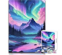 Rompecabezas de 1000 Piezas para Adultos, Regalo de Aurora Boreal sobre un Lago de montaña, Juego Educativo Familiar, desafío difícil, Ideas de Regalo, tamaño 50x75cm