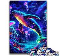 Rompecabezas de 1000 Piezas para Adultos, Regalo de Ballena psicodélica, diseño Vibrante y único, Experiencia Relajante y desafiante, 38x26cm