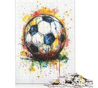 Rompecabezas de 1000 Piezas para Adultos, Regalo de balón de fútbol, Rompecabezas de Madera con diseño de Salpicaduras, Juego Educativo, Juguete de desafío, 1000 Piezas (75 x 50 cm)