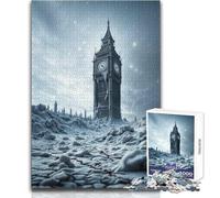 Rompecabezas de 1000 Piezas para Adultos, Regalo de Big Ben congelado en Paisaje Invernal, Juego Educativo Familiar, desafío difícil, Ideas de Regalo, tamaño 38x26cm