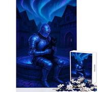 Rompecabezas de 1000 piezas para adultos regalo de caballero y gato negro bajo la aurora juguetes antiestrés regalos para mujeres y hombres juegos divertidos colección de artistas bellas artes 38x26cm