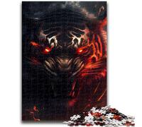 Rompecabezas de 1000 Piezas para Adultos, Regalo de Cabeza de Tigre Salvaje Enojado, Juguete Educativo de Aprendizaje artístico, Toda la Familia, 26x38cm