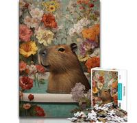 Rompecabezas de 1000 Piezas para Adultos, Regalo de carpincho en la bañera, Ideal para Pasar el rato con un póster y una Hoja de Trivia a Juego (75x50cm)