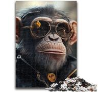 Rompecabezas de 1000 Piezas para Adultos, Regalo de chimpancé con Gafas de Sol, 1000 Piezas para Adolescentes, Noches de Juegos, Juguete Colorido para Regalar en casa (26x38cm)