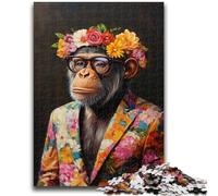 Rompecabezas de 1000 Piezas para Adultos, Regalo de chimpancé con Traje, antiestrés, para Pasar el rato en casa, Lista de Deseos con Papá Noel, 38x26cm