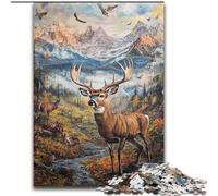 Rompecabezas de 1000 Piezas para Adultos, Regalo de Ciervo de montaña Juguete Educativo Intelectual y Relajante, Toda la Familia tamaño 26x38cm