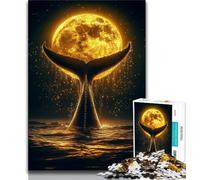 Rompecabezas de 1000 Piezas para Adultos Regalo de Cola de Ballena Dorada Rompecabezas para Adolescentes Juego de Preguntas decoración de Pared cumpleaños y Navidad 75x50cm