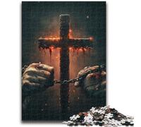 Rompecabezas de 1000 Piezas para Adultos, Regalo de Cruz en Llamas, Rompecabezas de 1000 Piezas, antiestrés, para Pasar el rato, interacción Entre Padres e Hijos (75x50cm)