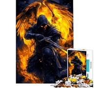 Rompecabezas de 1000 Piezas para Adultos Regalo de Dark Angel Warrior Flaming para cumpleaños y Navidad Juguetes de Bricolaje para Mujeres Mayores de 14 años (38x52cm)