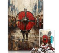Rompecabezas de 1000 Piezas para Adultos, Regalo de Escudo de Caballero Vikingo, Juego Familiar antiestrés, desafío difícil, Regalo de cumpleaños, Regalo para niños Mayores de 14 años 38x26cm