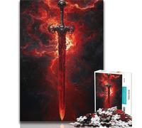 Rompecabezas de 1000 Piezas para Adultos Regalo de Espada mágica Medieval Rompecabezas para Adolescentes Juguetes de Entretenimiento Familiar con póster a Juego y Hoja de Trivia de 38x26cm