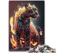 Rompecabezas de 1000 Piezas para Adultos, Regalo de fantasía de Llamas de Fuego y Jaguar, Juguete Educativo Ideal para Toda la Familia, 50x75cm