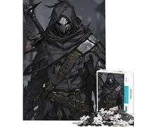 Rompecabezas de 1000 Piezas para Adultos Regalo de fantasía Oscura ilustración de Guerrero Encapuchado Juguete Educativo Juego Intelectual Obra de Arte Regalo para Actividades Familiares (38x52cm)