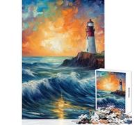 Rompecabezas de 1000 Piezas para Adultos Regalo de Faro Estrellado Juguetes de Bricolaje Obra de Arte Juego Educativo colección de Artistas Bellas Artes (tamaño 38x26cm)
