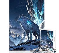 Rompecabezas de 1000 Piezas para Adultos Regalo de Frost Guardian Lobo Blanco en montañas Nevadas decoración del hogar Juguetes Regalo Divertido Juego de ingenio desafío Educativo tamaño 50x75cm