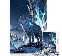 Rompecabezas de 1000 Piezas para Adultos Regalo de Frost Guardian Lobo Blanco en montañas Nevadas decoración del hogar Juguetes Regalo Divertido Juego de ingenio desafío Educativo tamaño 38x26cm