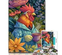 Rompecabezas de 1000 Piezas para Adultos, Regalo de Gallo Tomando café 1000 Piezas para Adultos, un Regalo desafiante y difícil para Toda la Familia (tamaño 38x26cm)