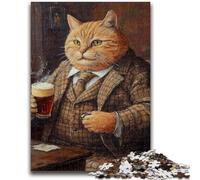 Rompecabezas de 1000 Piezas para Adultos, Regalo de Gato Bebiendo Cerveza, antiestrés, para Pasar el rato, decoración del hogar, Juguetes de 26x38cm