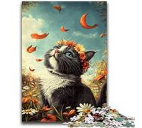 Rompecabezas de 1000 Piezas para Adultos, Regalo de Gatos y Flores para Mayores de 14 años, Juegos educativos para Adultos y Adolescentes, Obra de Arte de Regalo de 50x75cm