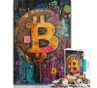 Rompecabezas de 1000 Piezas para Adultos, Regalo de Grafiti de Bitcoin, Juegos educativos, decoración del hogar, Toda la Familia (38x26cm)