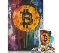 Rompecabezas de 1000 Piezas para Adultos, Regalo de Grafiti de Bitcoin, Juguetes educativos para el Aprendizaje, Juegos Familiares, Ideal para Decorar el Escritorio (38x26cm)