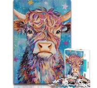 Rompecabezas de 1000 Piezas para Adultos,Regalo de Grafiti de Vaca de Las Tierras Altas,Rompecabezas para Adolescentes,Interesante interacción Entre Padres e Hijos para Reducir el estrés (38x26cm)