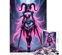 Rompecabezas de 1000 piezas para adultos regalo de guerrero demonio de neón en un entorno urbano juguete para decoración de pared regalo para cumpleaños juego familiar interesante reducción del estrés