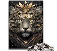 Rompecabezas de 1000 Piezas para Adultos, Regalo de King Tiger Golden Art Deco, Juegos educativos, decoración del hogar, Juego Educativo para cumpleaños y Navidad, 38x26cm