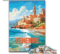Rompecabezas de 1000 Piezas para Adultos, Regalo de la Costa de Tenerife, España, Entretenimiento Familiar, Juguetes con póster y Hoja de Trivia a Juego (26x38cm) 1000 Piezas