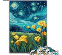 Rompecabezas de 1000 Piezas para Adultos, Regalo de Lirios Amarillos en el Cielo Nocturno, Juguetes educativos, Juegos antiestrés, decoración de Pared tamaño 26x38cm