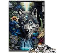 Rompecabezas de 1000 Piezas para Adultos, Regalo de Lobo en la Jungla con Mandala, para aliviar el estrés, para Pasar el rato en casa, Lista de Deseos con Papá Noel, 38x26cm