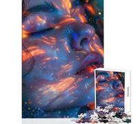 Rompecabezas de 1000 Piezas para Adultos Regalo de Mujer con Brillo de neón Retrato Surrealista de Paisaje onírico de Cannabis Juguete Decorativo de Pared Regalo para cumpleaños Juego Familiar