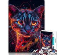 Rompecabezas de 1000 Piezas para Adultos Regalo de neón ocelote Rompecabezas para Adolescentes Noches de Juegos Juguete Colorido para el hogar Regalo de 75x50cm