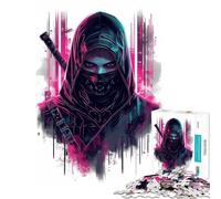 Rompecabezas de 1000 Piezas para Adultos Regalo de Ninja Cyberpunk con Espada para cumpleaños y Navidad Juguetes de Bricolaje para Mujeres Mayores de 14 años Juego de Rompecabezas Incluido (38x52cm)