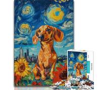 Rompecabezas de 1000 Piezas para Adultos, Regalo de Perro Salchicha en el Cielo Nocturno, Juegos educativos, decoración del hogar, Toda la Familia (75x50cm)
