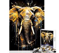 Rompecabezas de 1000 Piezas para Adultos Regalo de Pintura de Elefante Dorado Juguete Educativo Regalo de Amigo Secreto Juego Familiar Interesante para Reducir el estrés tamaño 38x26cm