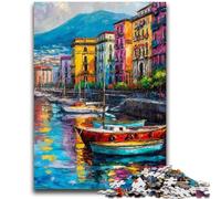 Rompecabezas de 1000 Piezas para Adultos, Regalo de Pintura de la Costa de Nápoles, Italia, para niños de 14 años Toda la Familia, 26x38cm